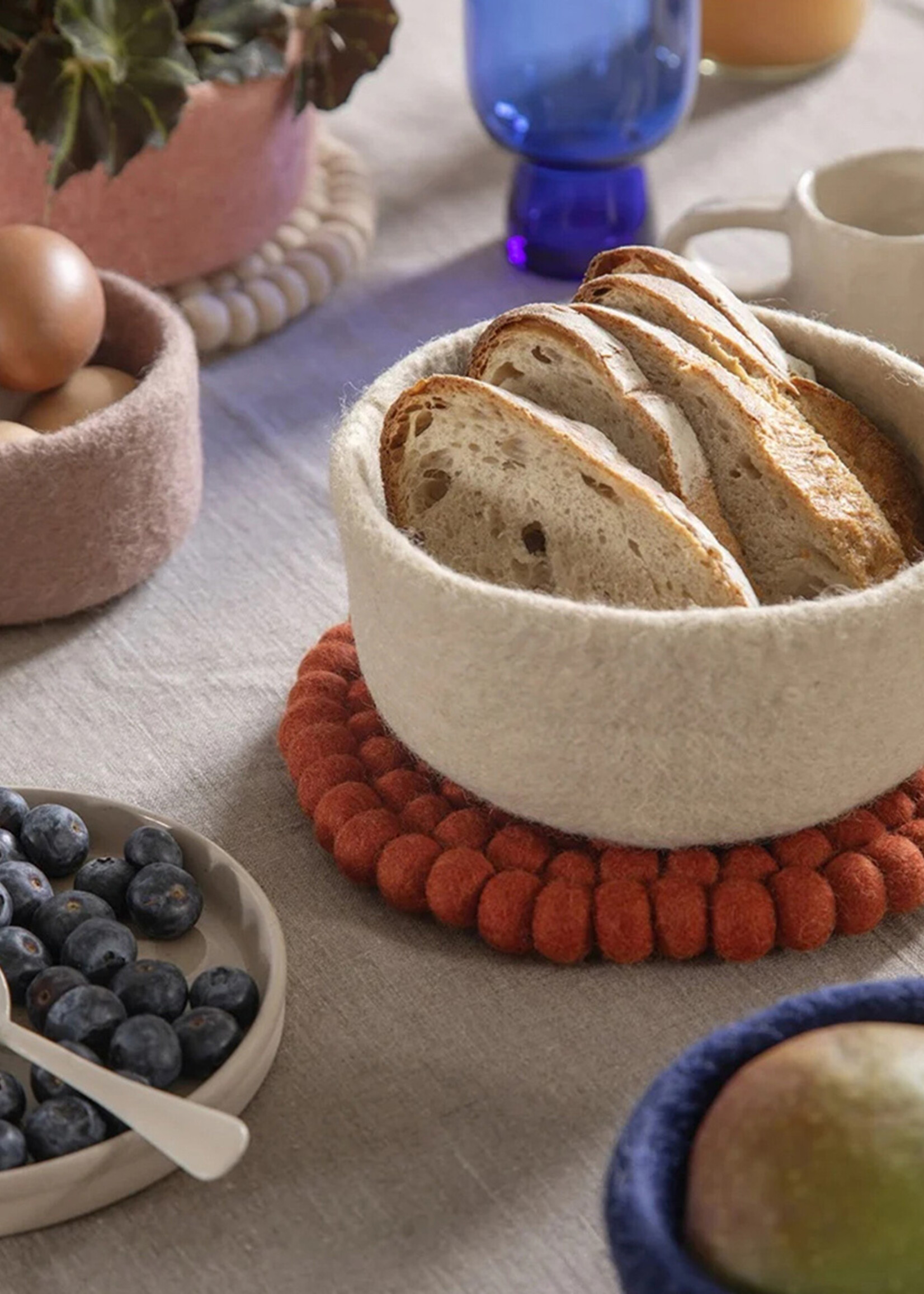 Gry and Sif Beige Felt Bowl
