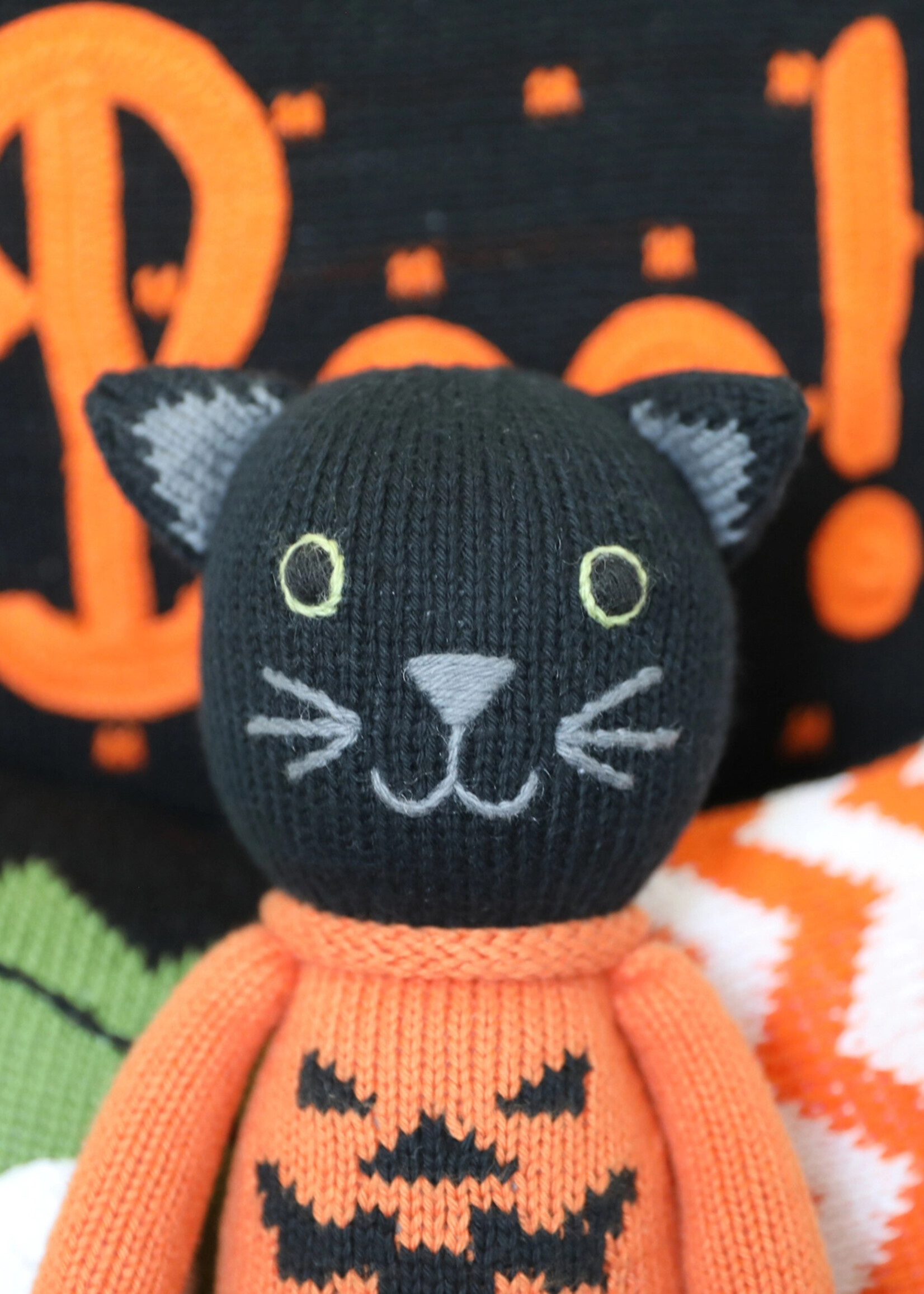Melange Collection Knit Halloween Cat Stuffed Animal