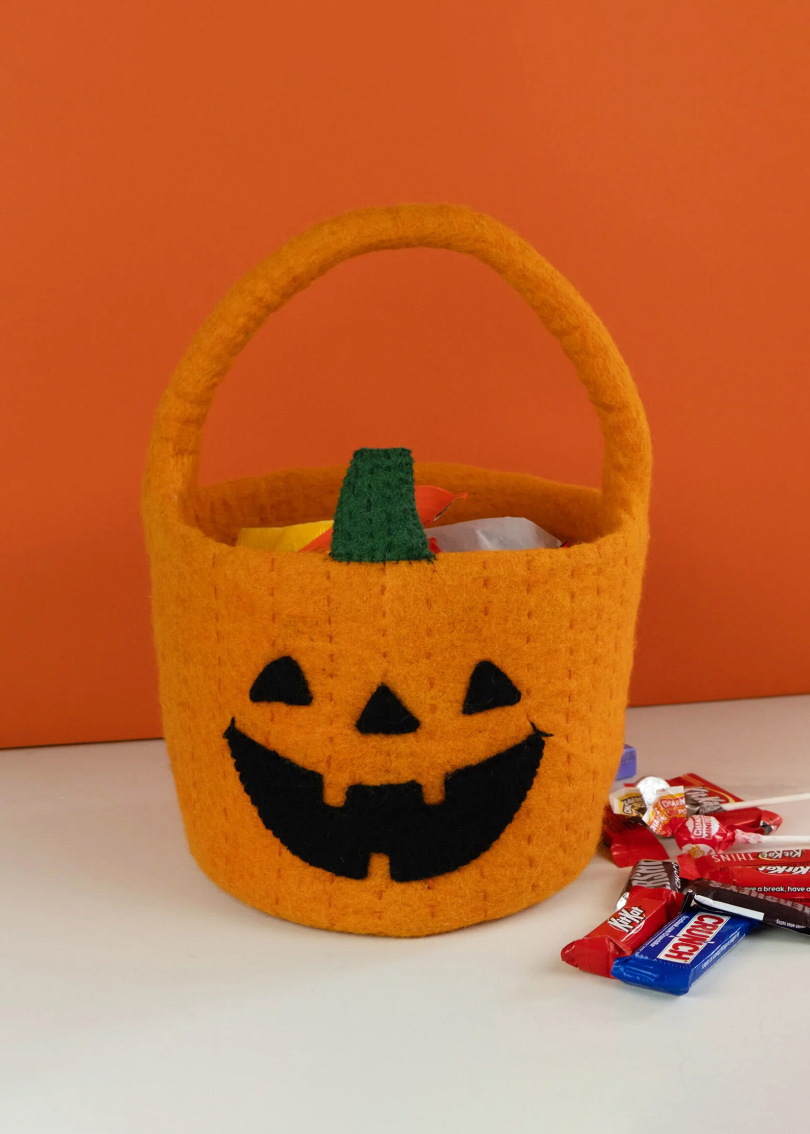 Global Goods Partners Felt Bucket - Halloween Jack-O'-Lantern