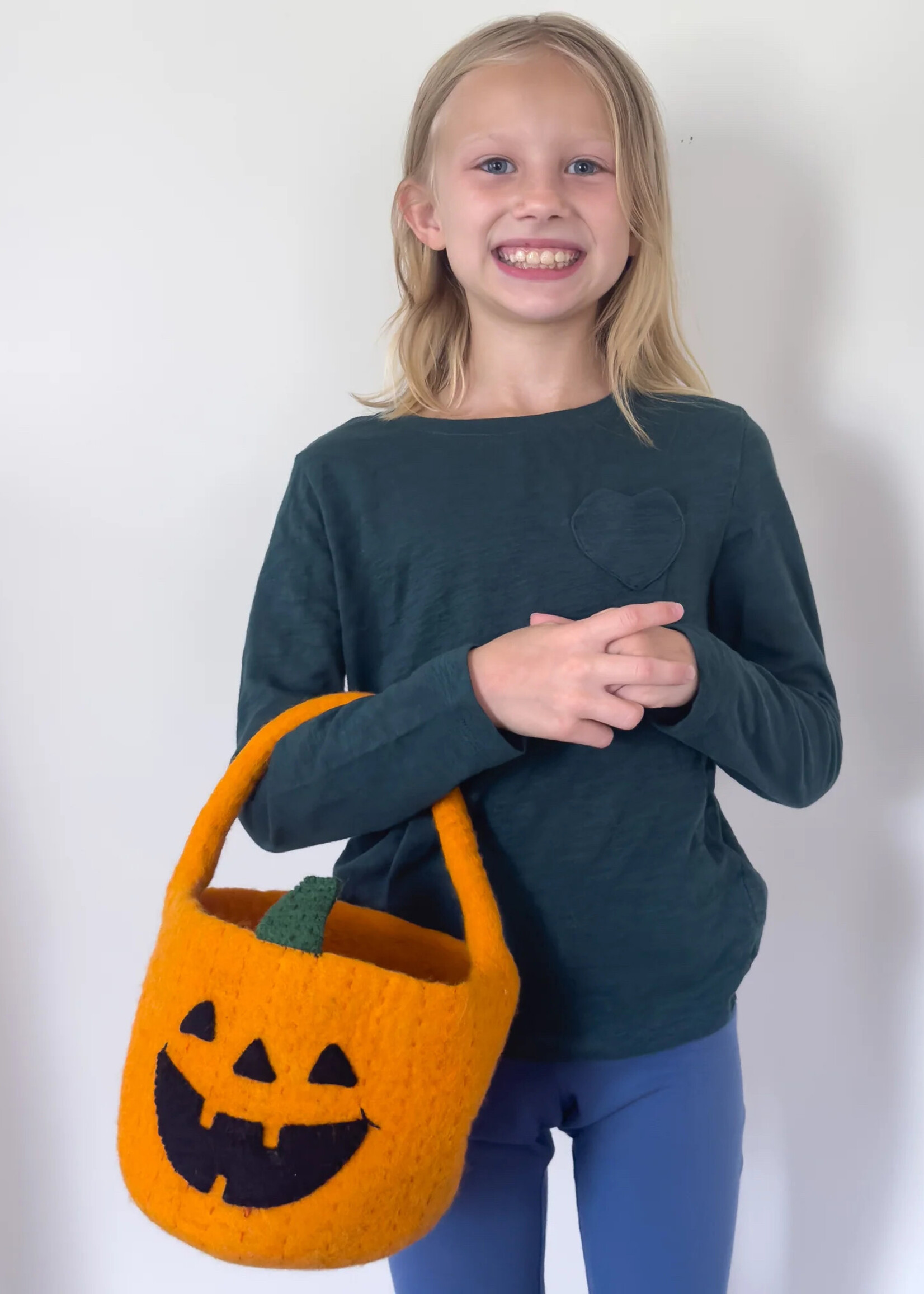 Global Goods Partners Felt Bucket - Halloween Jack-O'-Lantern