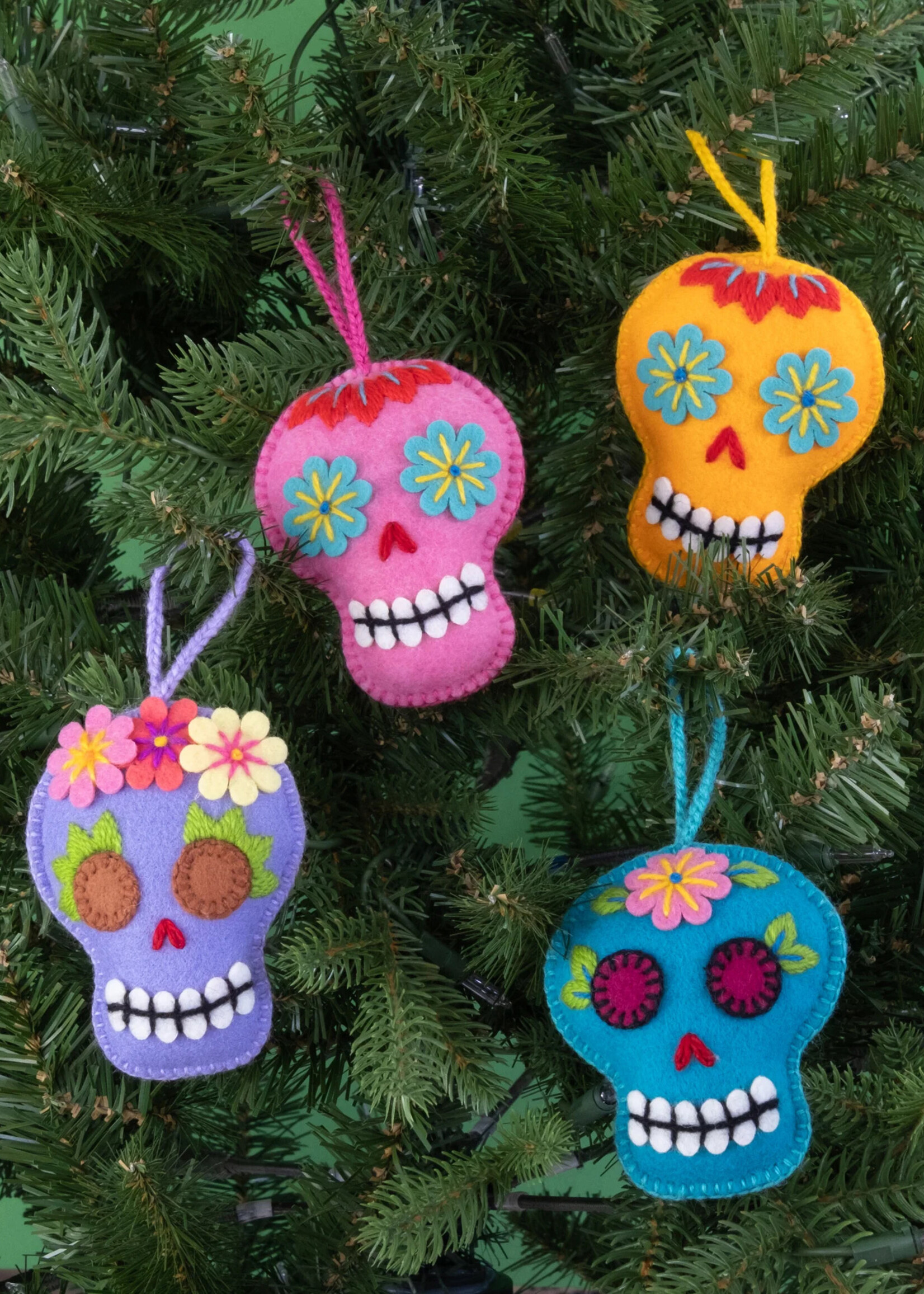 Global Goods Partners Sugar Skull Felt Ornament