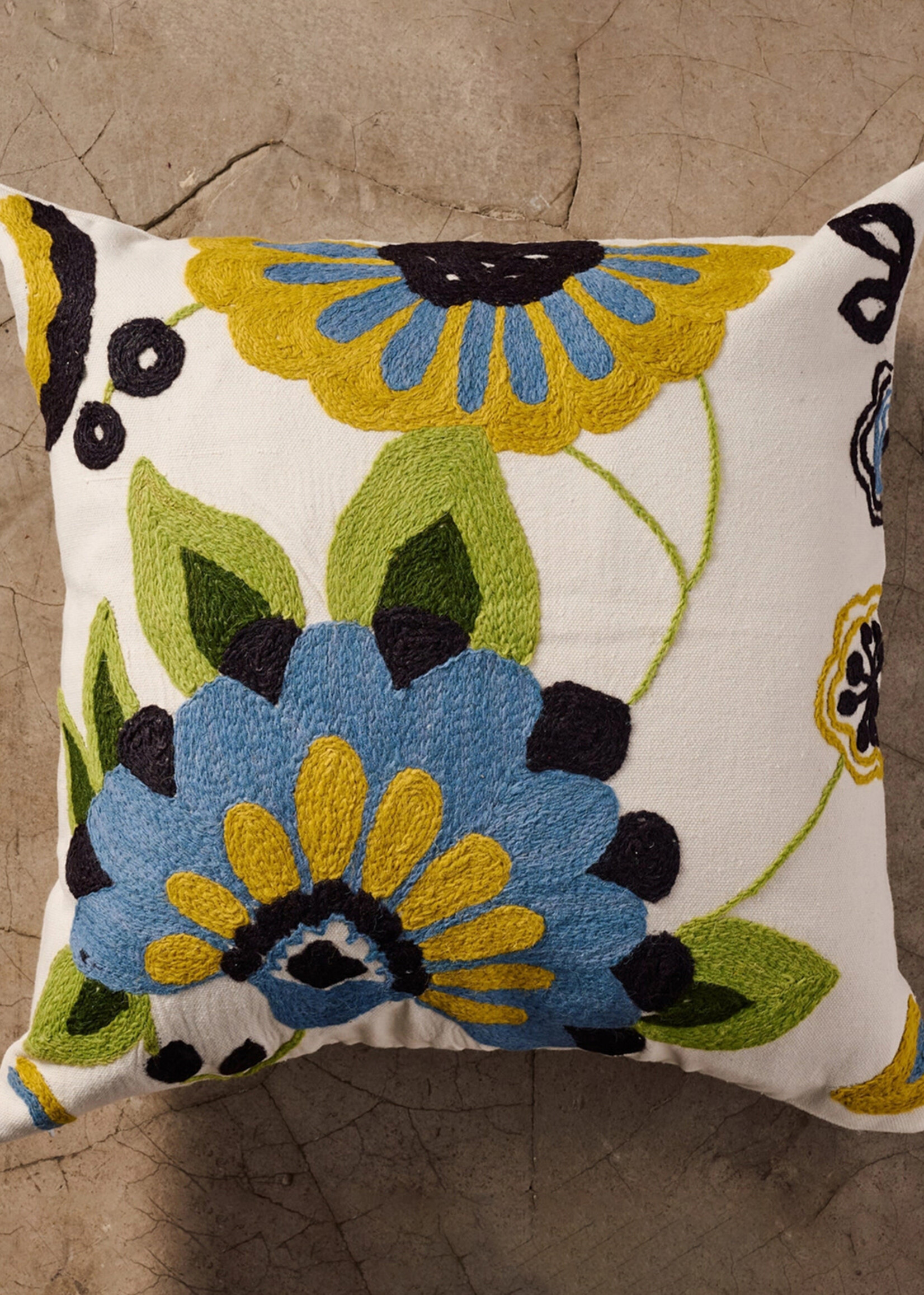 Ten Thousand Villages 18" Bela Embroidered Throw Pillow