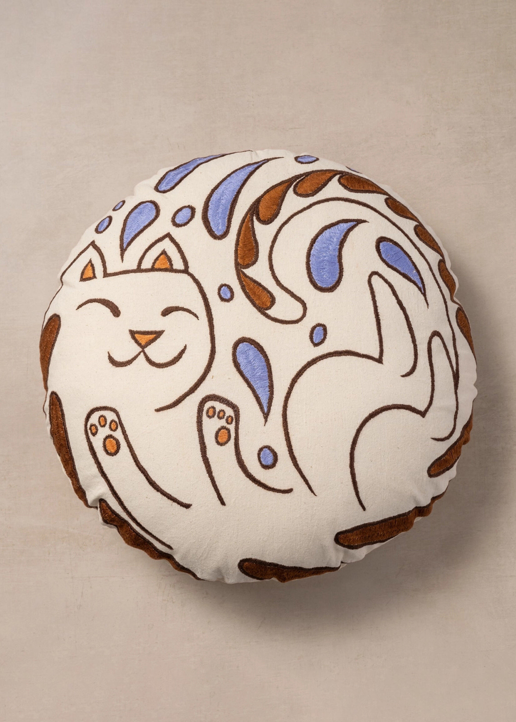 Ten Thousand Villages Cat Embroidered Pillow