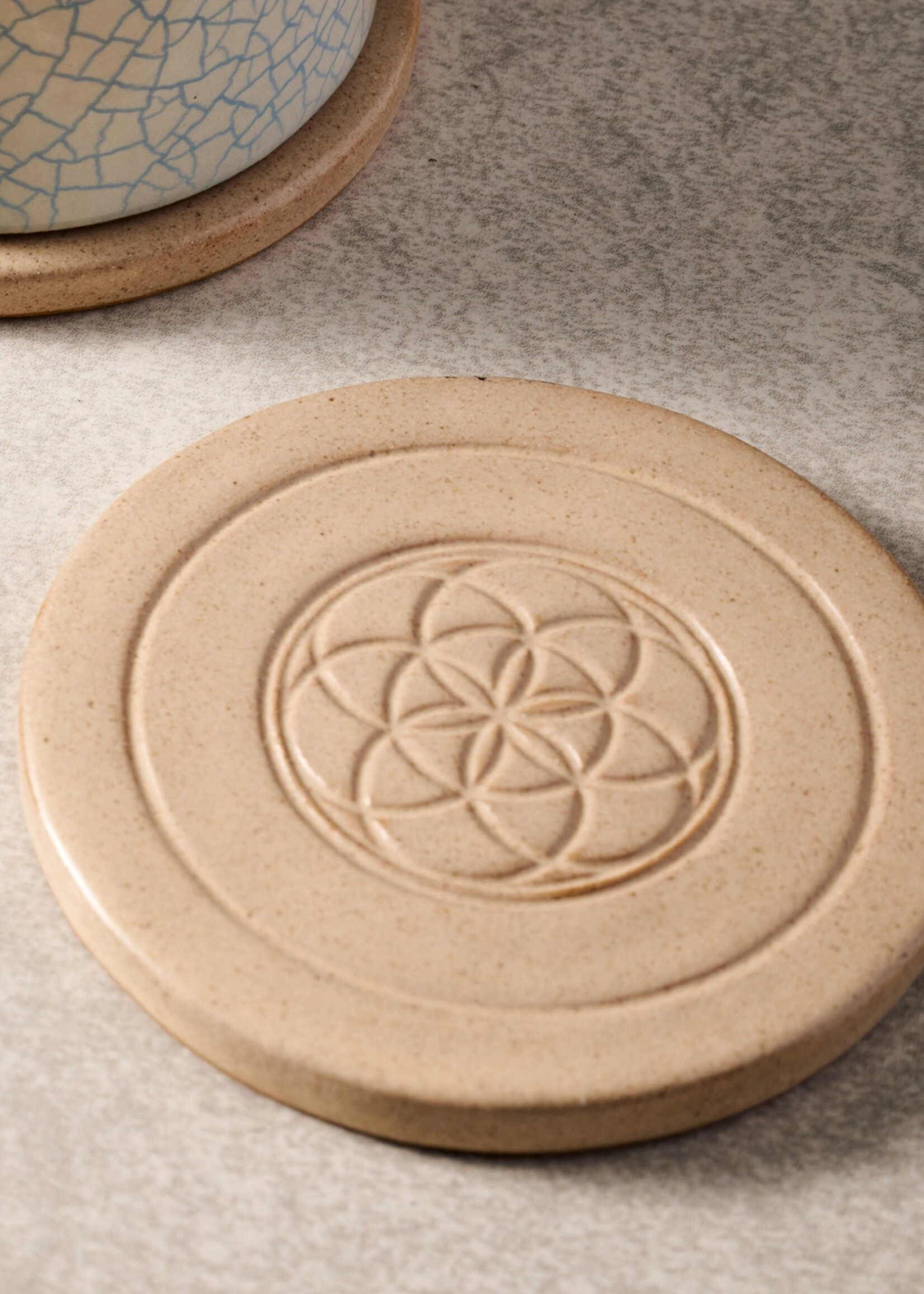 Ten Thousand Villages Sacred Geometry Ceramic Coaster Set