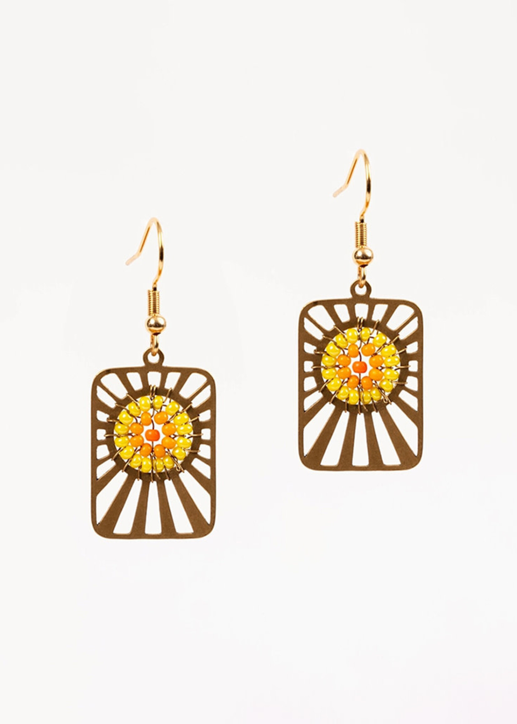 Altiplano Beaded & Brass Sunburst Earrings