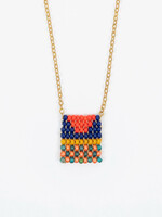 Altiplano Quilt Square Beaded Tag Necklace