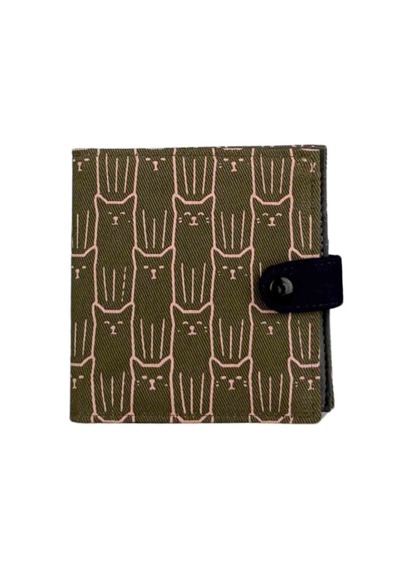 Malia Designs Cat Print Square Wallet - Army Green