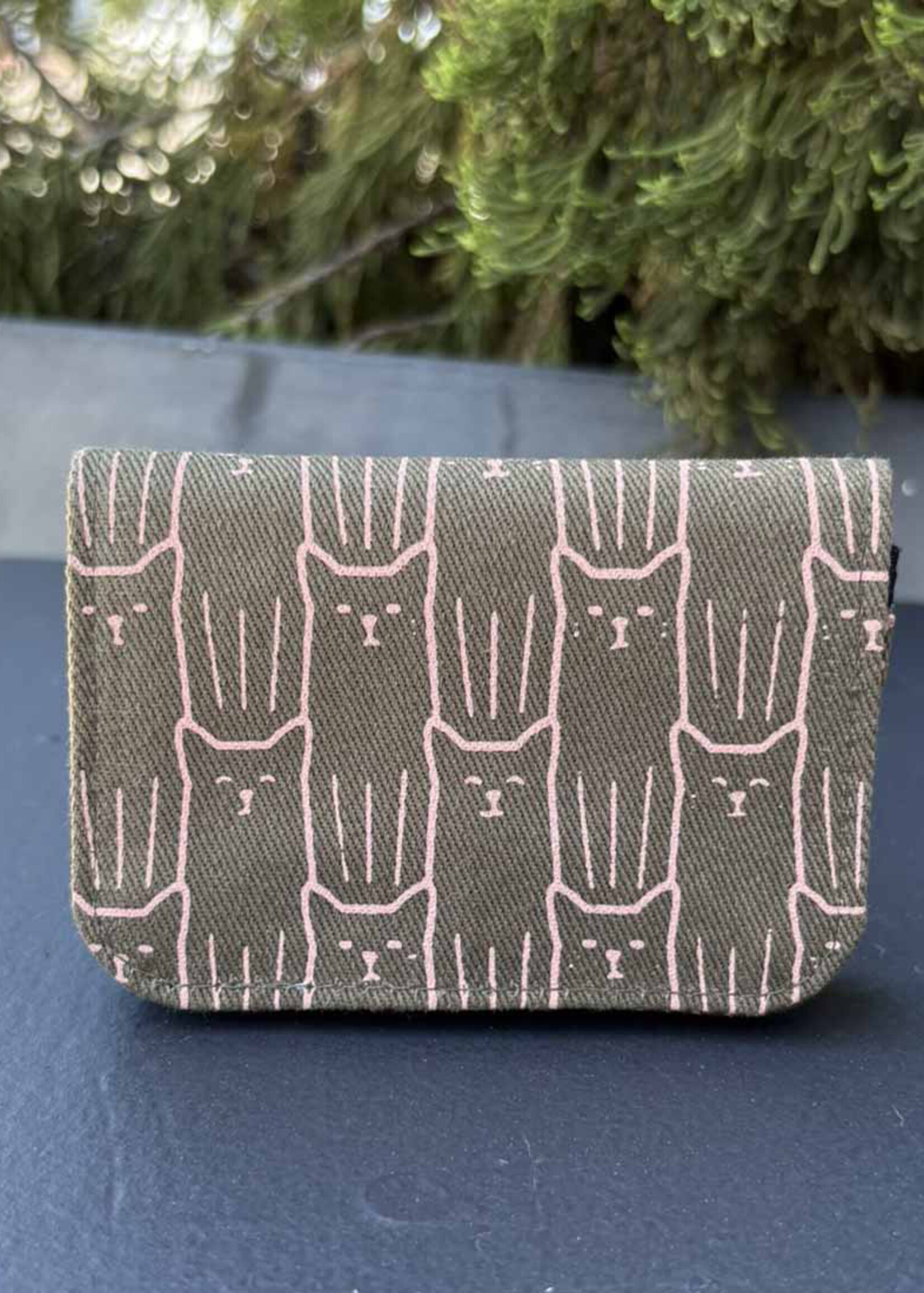 Malia Designs Cat Print Card Holder Wallet - Army Green