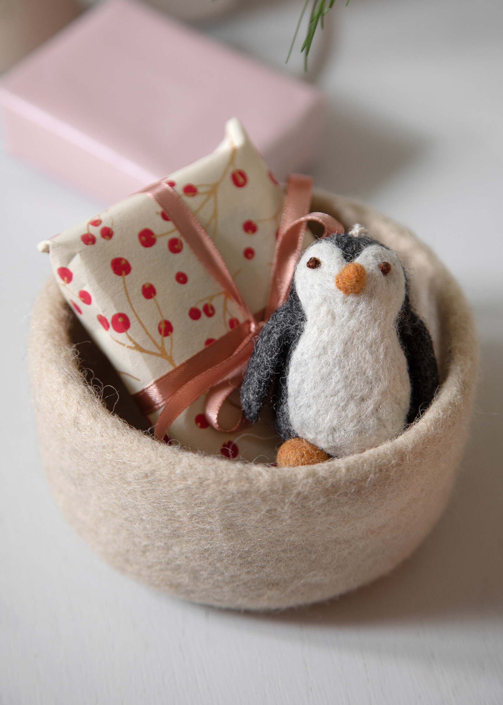 Gry and Sif Beige Felt Bowl