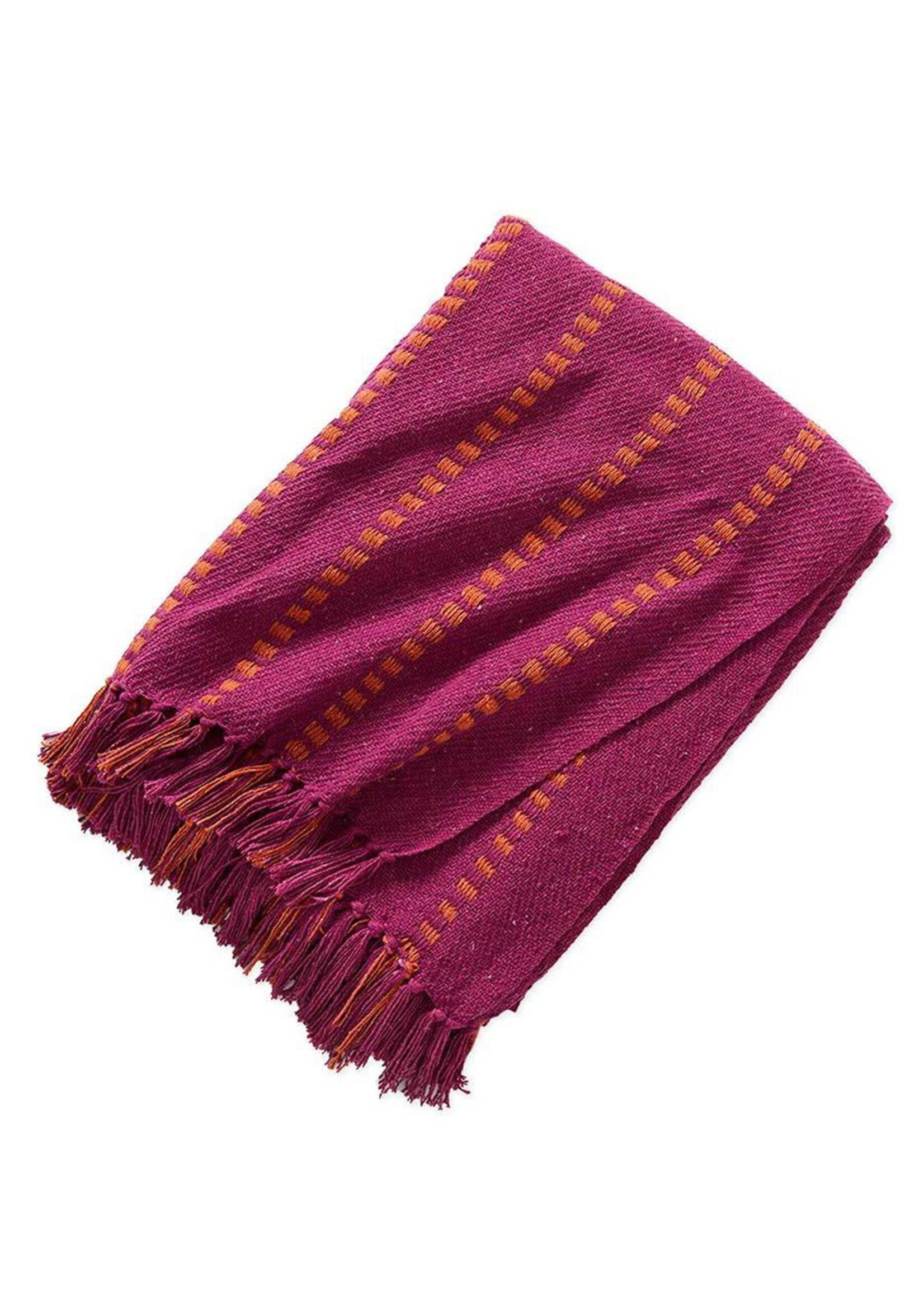 SERRV Festive Fuchsia Rethread Throw Blanket - 76in x 60in
