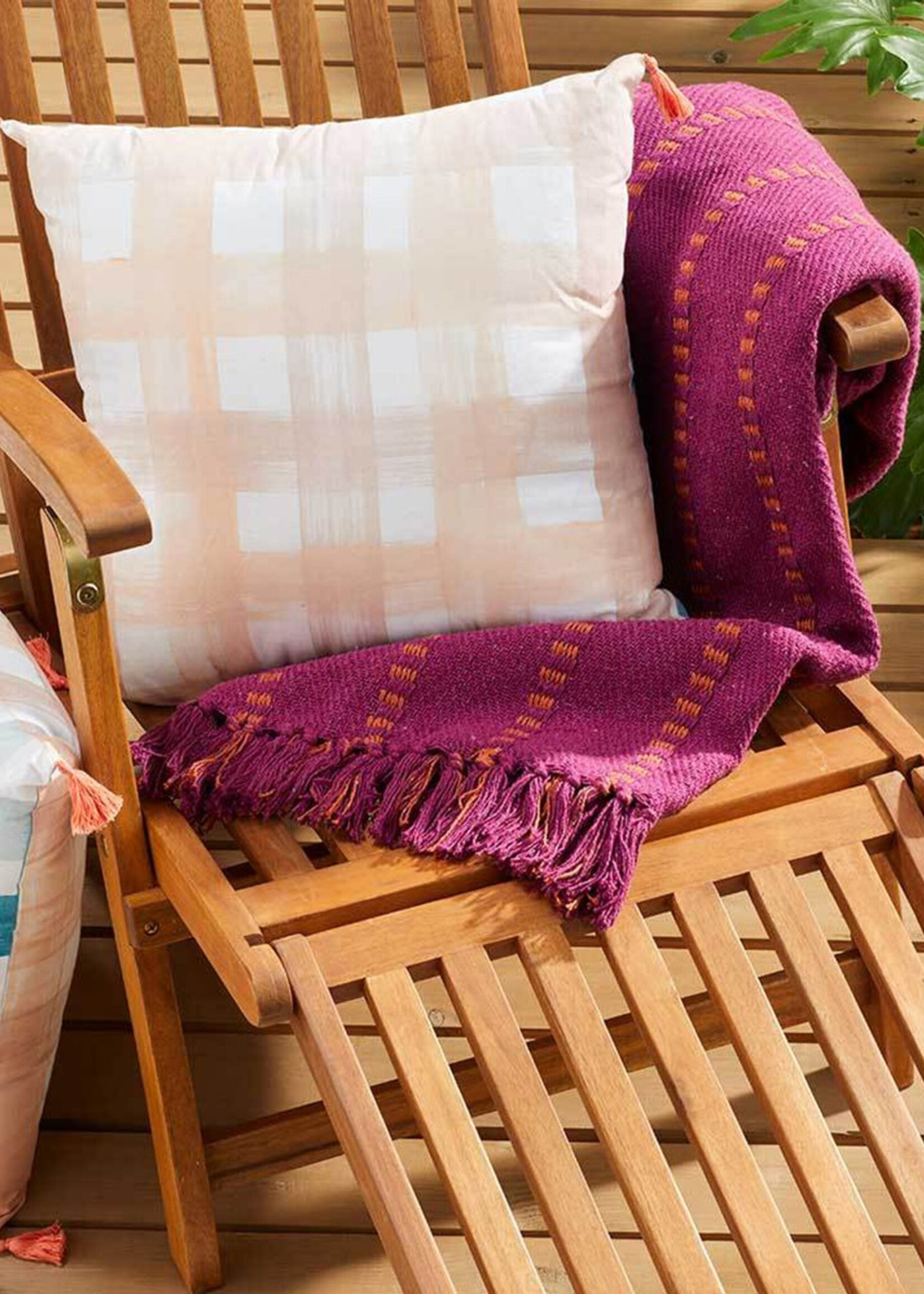 SERRV Festive Fuchsia Rethread Throw Blanket - 76in x 60in