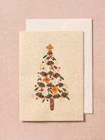Ten Thousand Villages Masaya Pressed Flower Christmas Tree Card