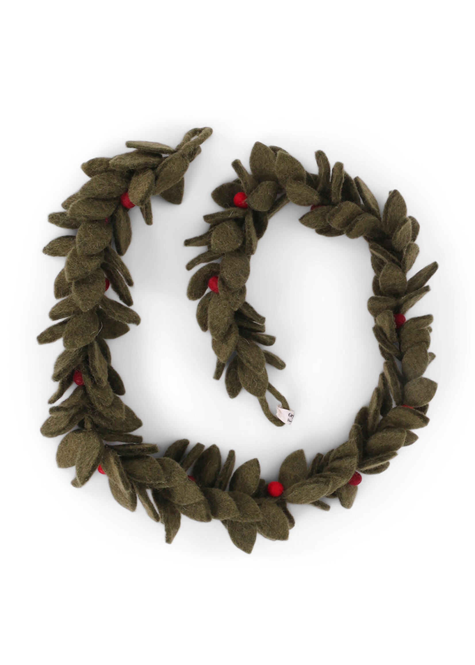 Gry and Sif Felt Green Garland With Red Berries