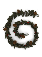 Gry and Sif Felt Green Garland With Red Berries & Pine Cones