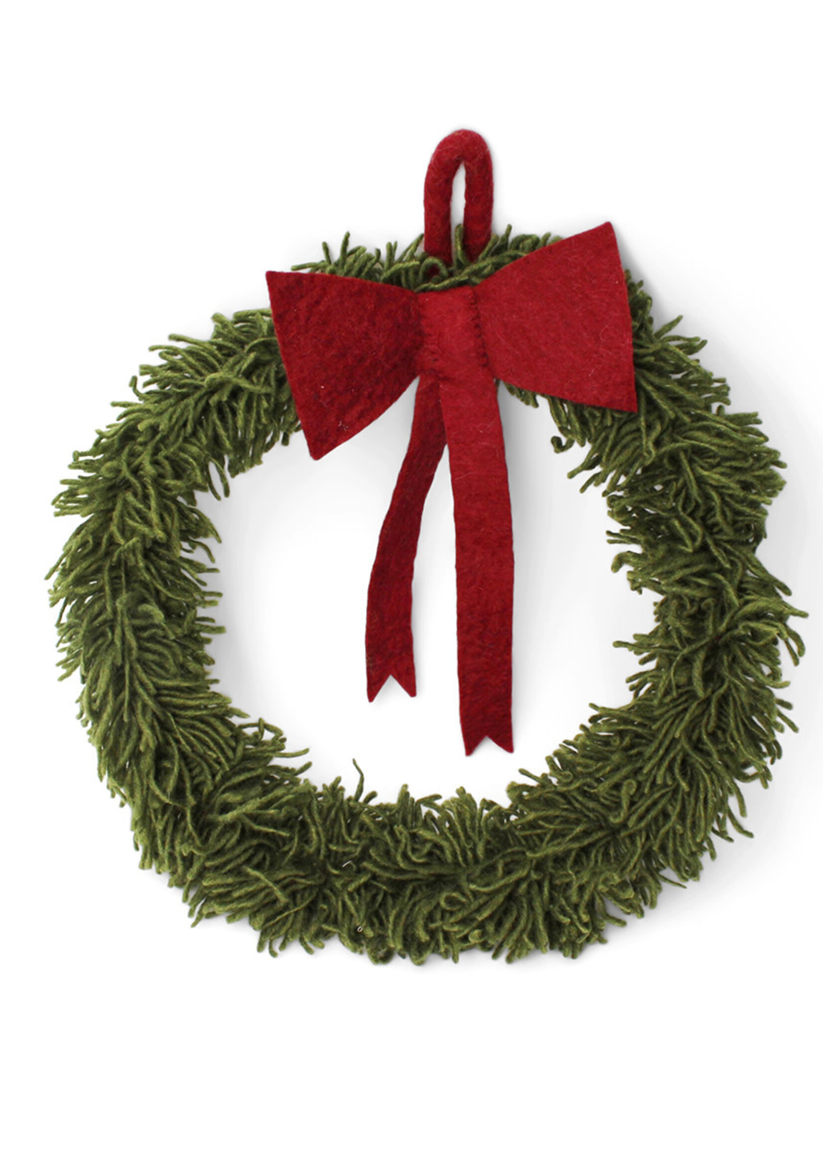 Gry and Sif Felt Wreath With Red Bow - Large