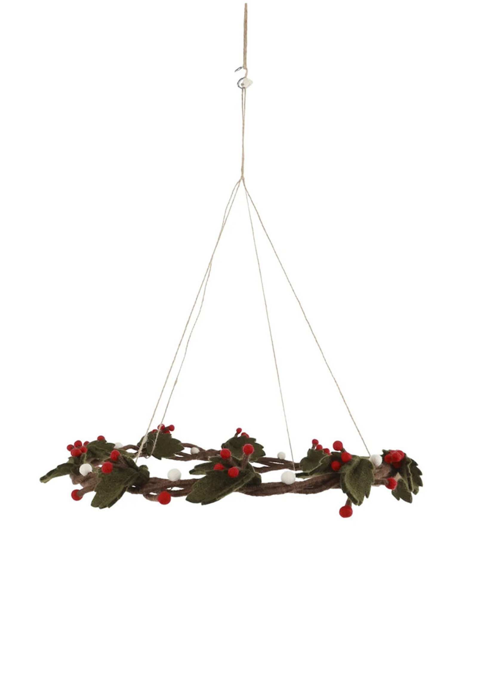 Gry and Sif Felt Holly Hanging Wreath