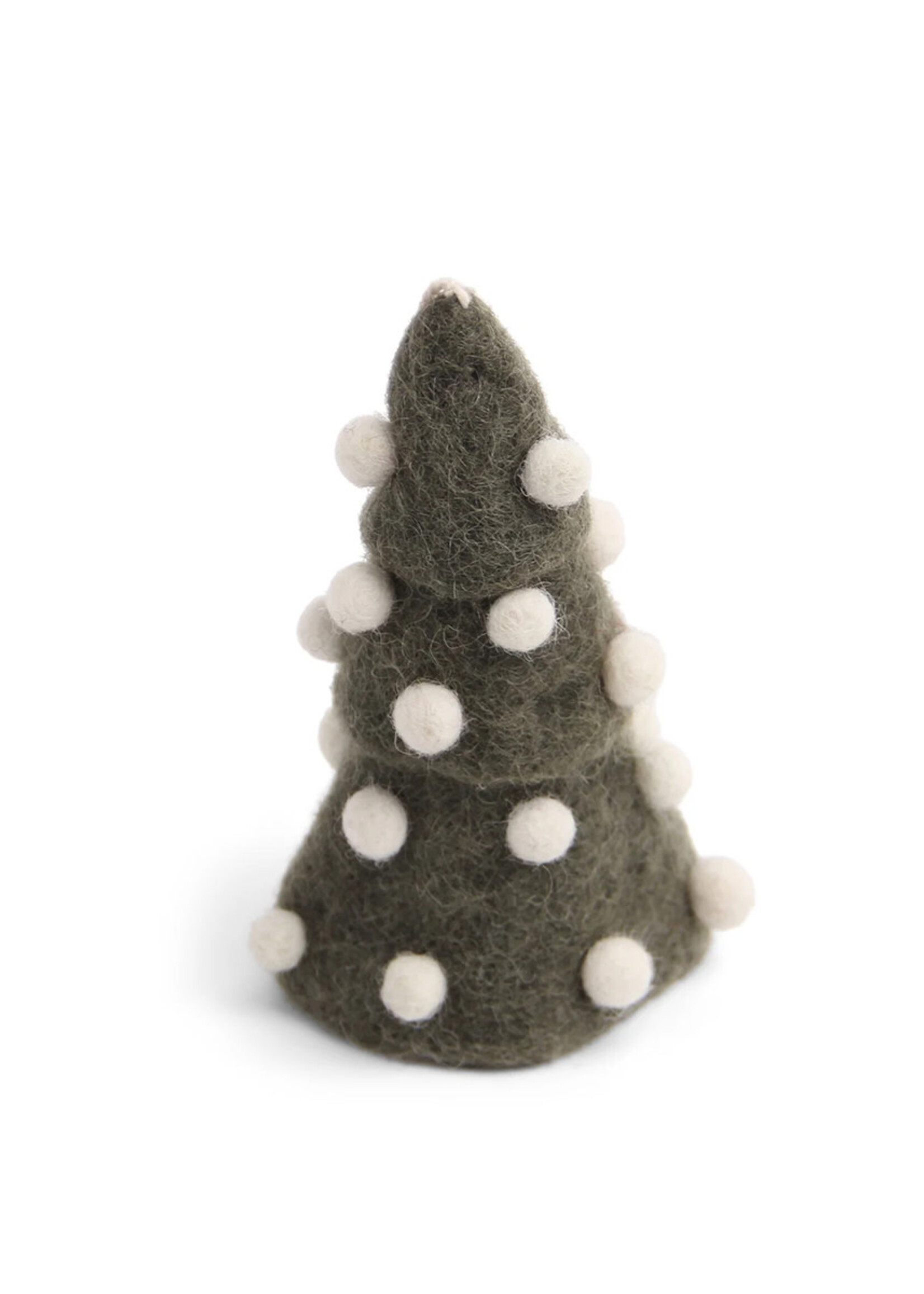 Gry and Sif Felt Christmas Tree with White Pom-Poms Ornament