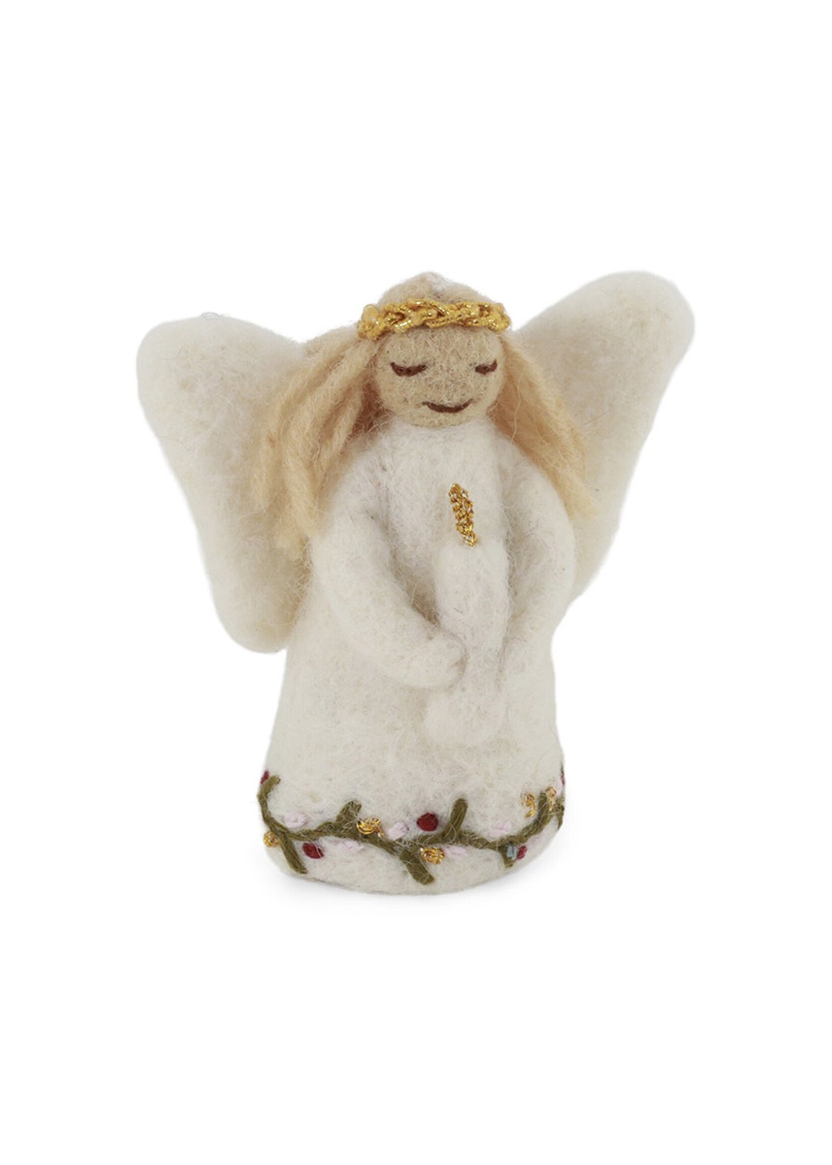 Gry and Sif Felt Angel Ornament - Holding a Candle