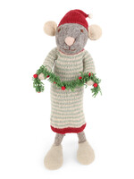 Gry and Sif Extra Large Felt Grey Mouse with Garland