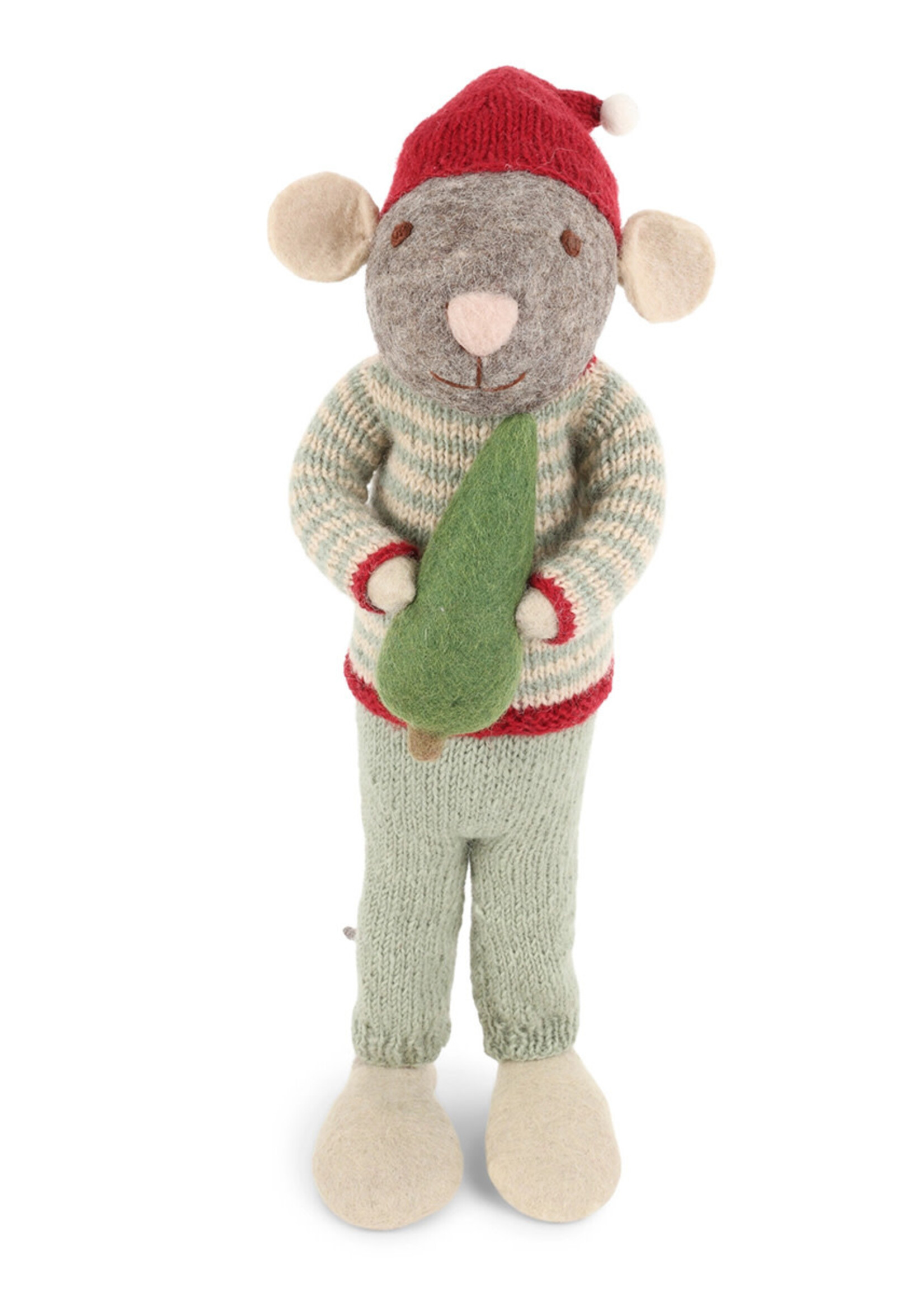 Gry and Sif Extra Large Felt Grey Mouse with Tree