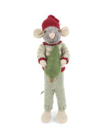 Gry and Sif Large Felt Grey Mouse with Tree