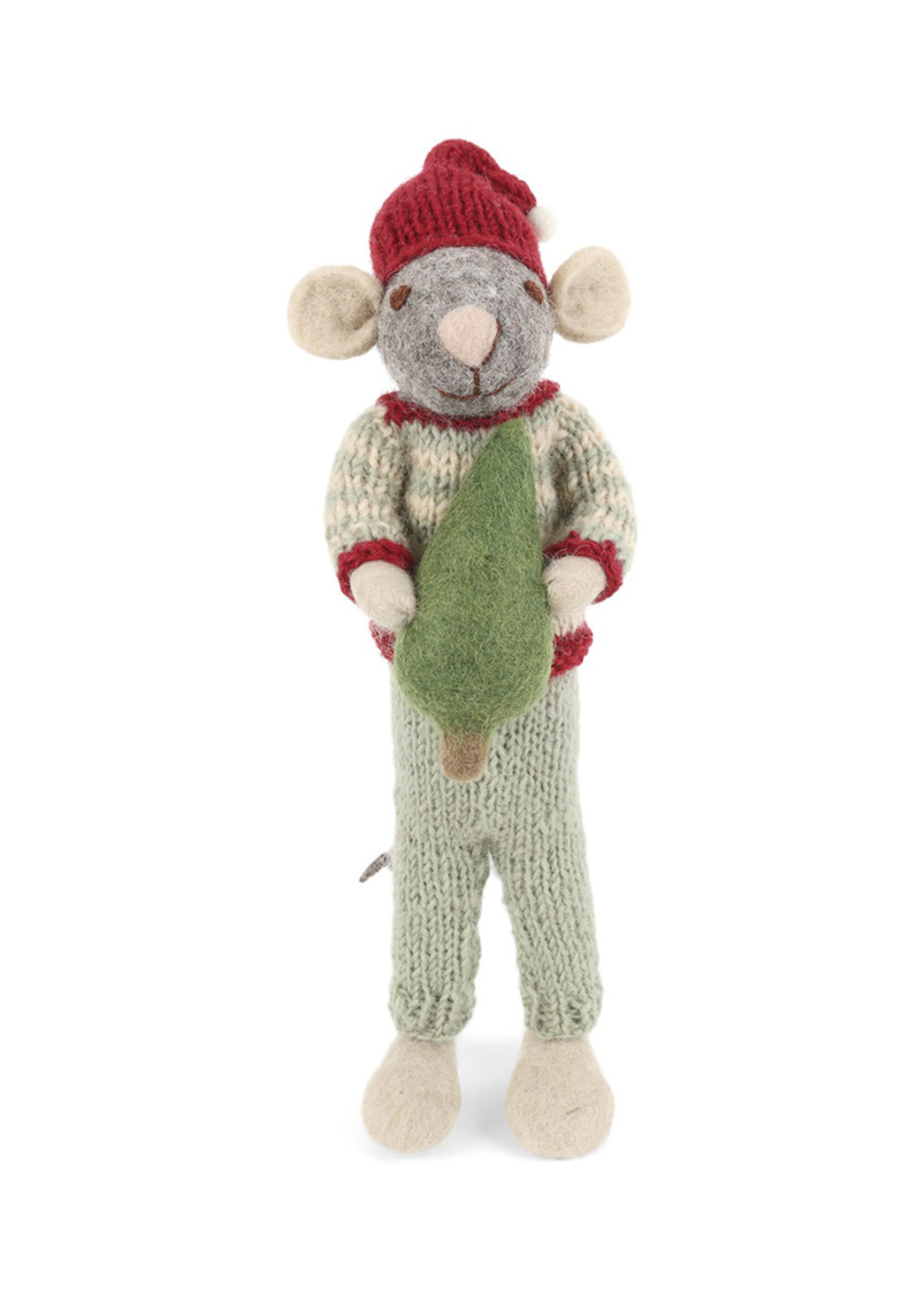 Gry and Sif Large Felt Grey Mouse with Tree