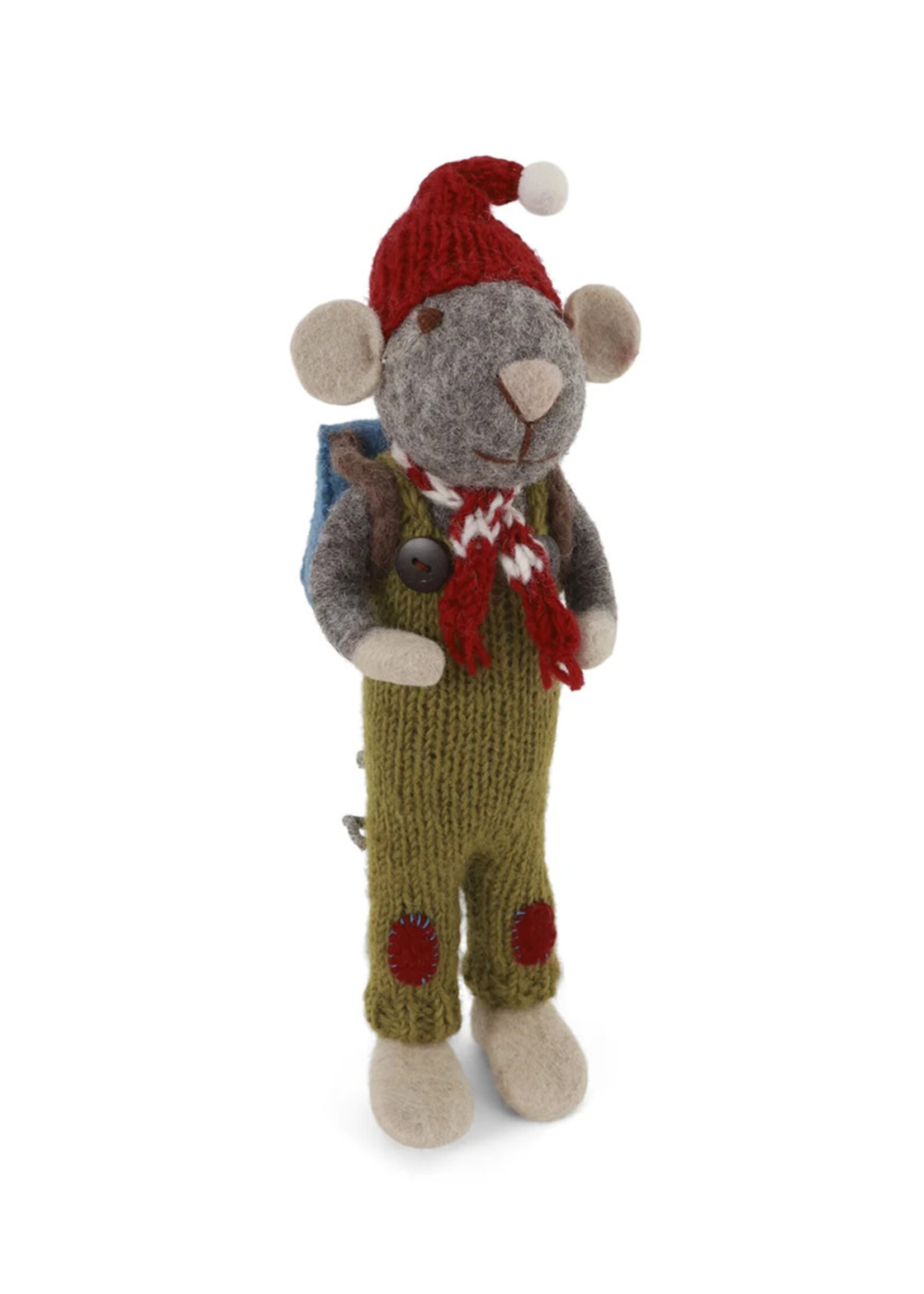Gry and Sif Large Felt Grey Mouse with Backpack
