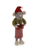 Gry and Sif Large Felt Grey Girly Mouse with Mitten