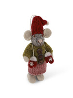 Gry and Sif Felt Grey Girly Mouse with Mittens Ornament