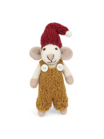 Gry and Sif Felt White Mouse with Gold Brown Pants Ornament