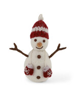 Gry and Sif Felt Snowman Ornament with Red Hat & Mittens