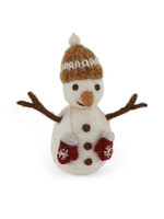 Gry and Sif Felt Snowman Ornament with Ochre & Mittens