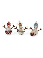Gry and Sif Felt Snowmen with Knitted Hat Ornament - Set of 3