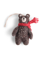 Gry and Sif Felt Bear with Red Scarf Ornament