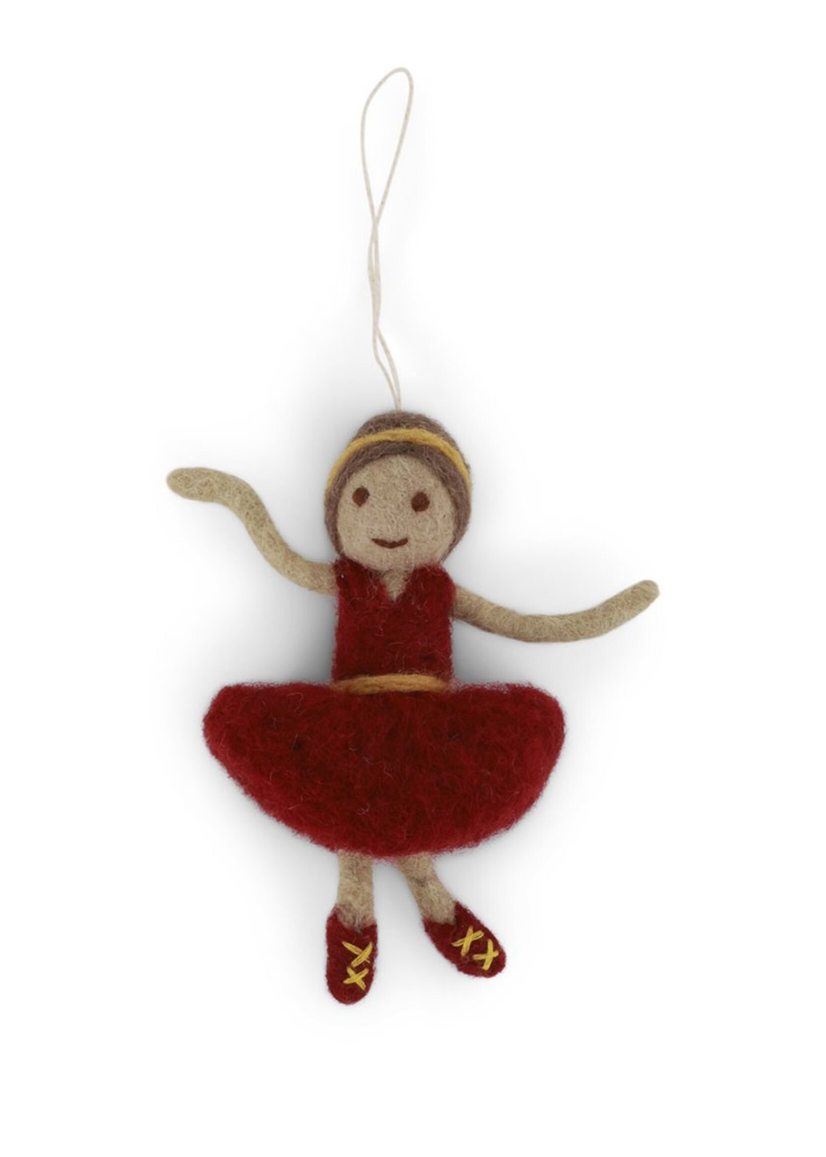 Gry and Sif Felt Ballerina Ornament - Red Dress