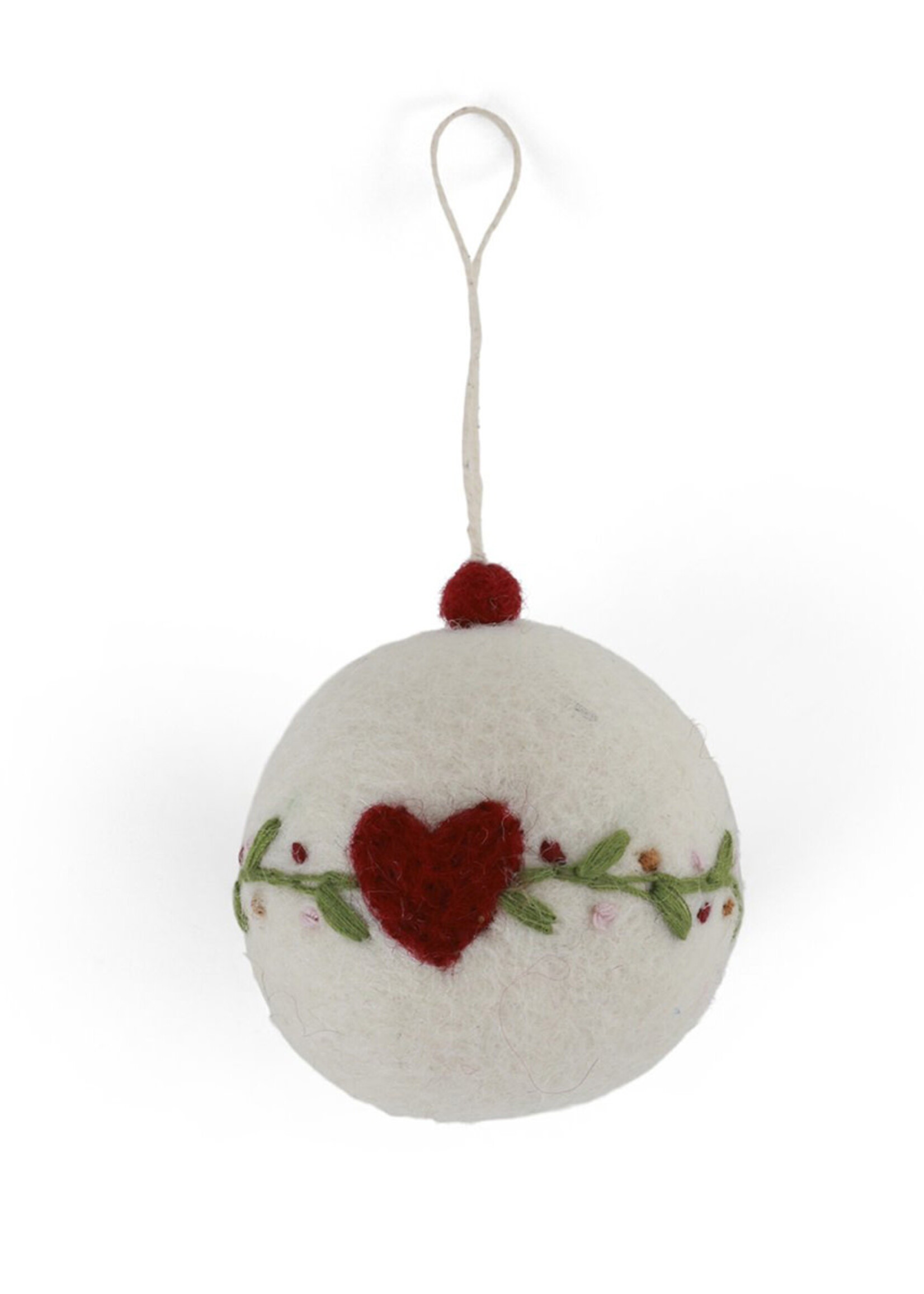 Gry and Sif Felt Bauble Ornament - Heart & Garland