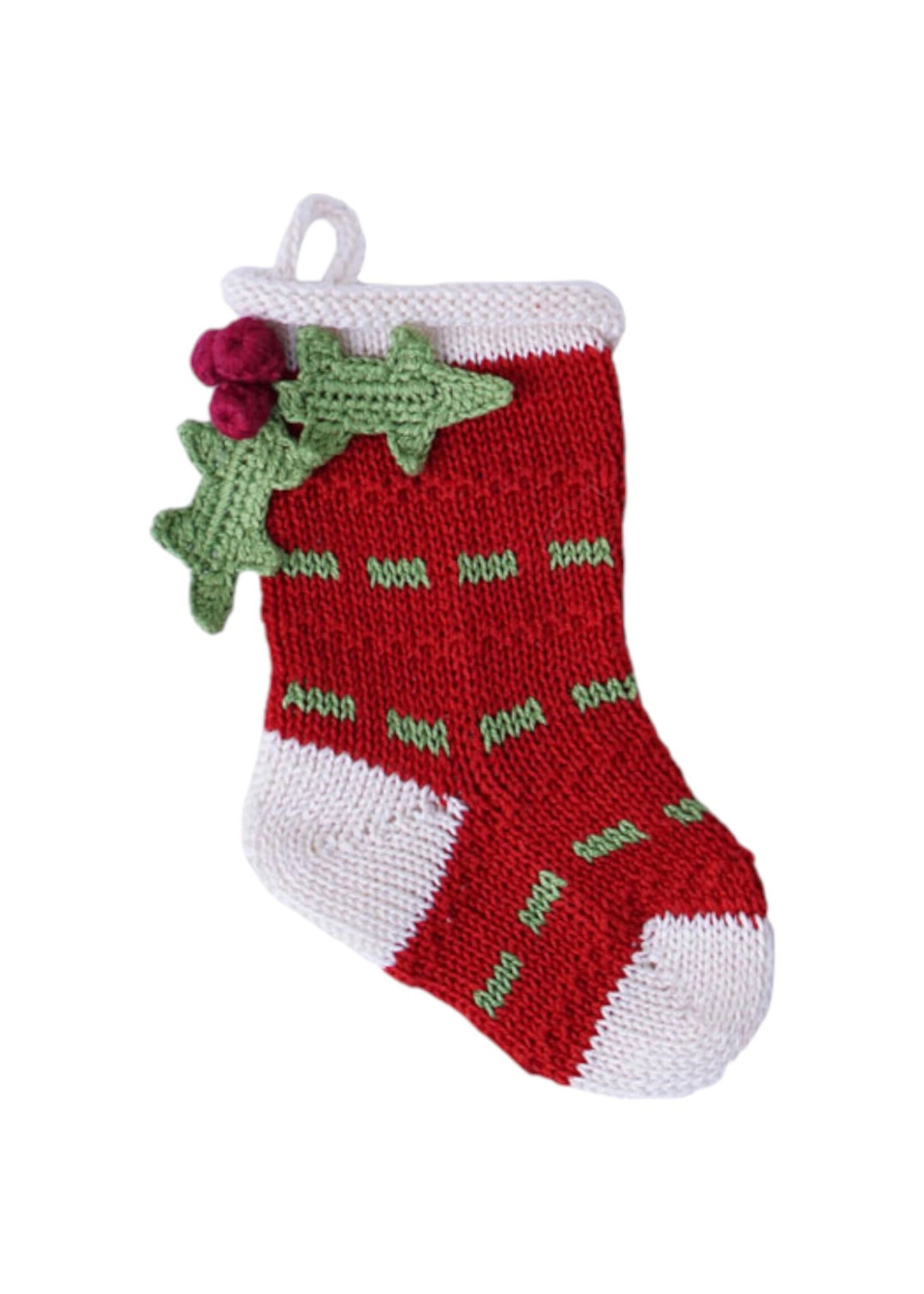 Melange Collection Mini Knit Stocking - Holly Red