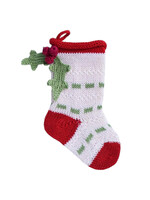 Melange Collection Mini Knit Stocking - Holly Ecru