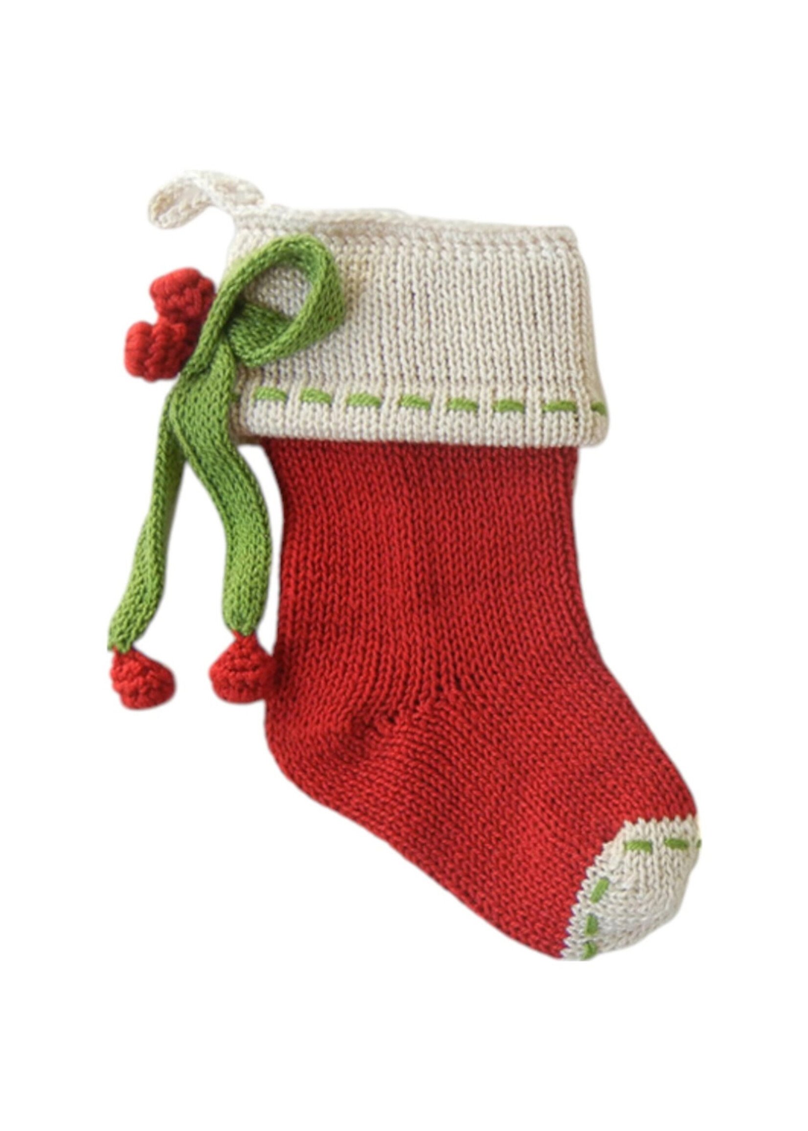 Melange Collection Mini Knit Stocking - Red with Bow