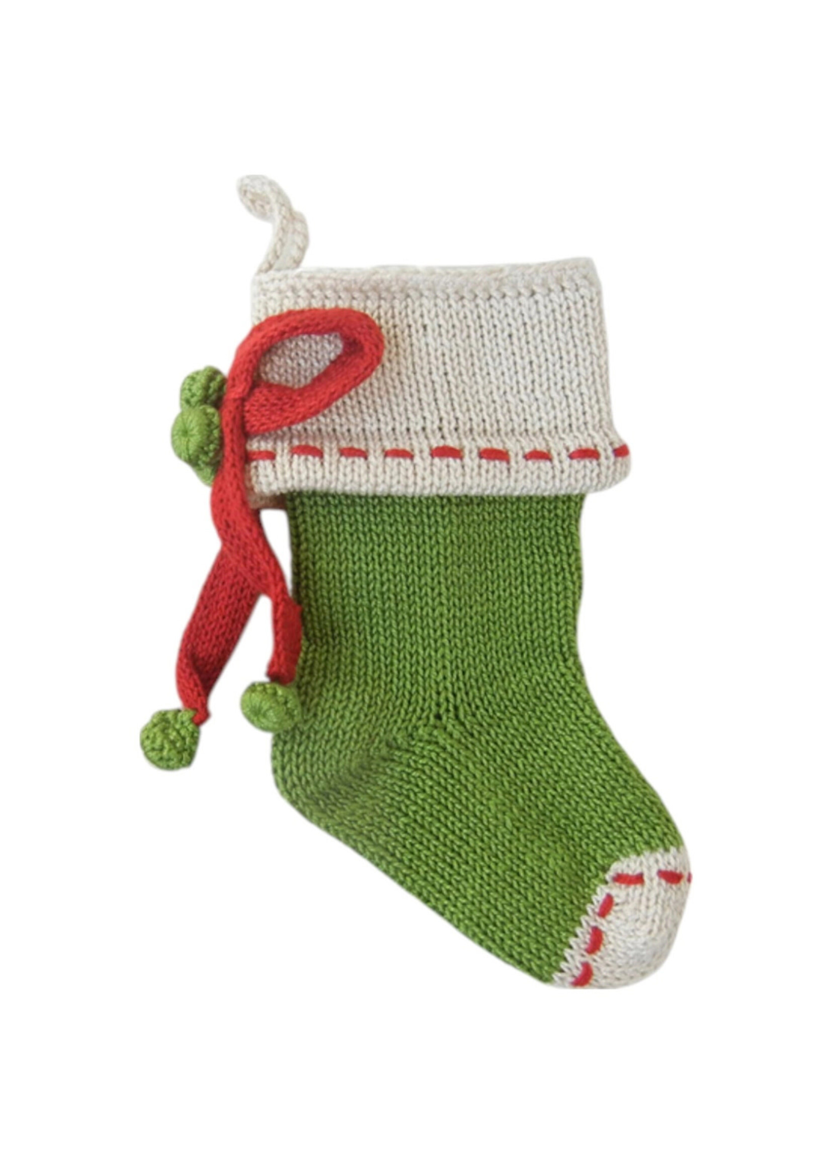 Melange Collection Mini Knit Stocking - Green with Bow