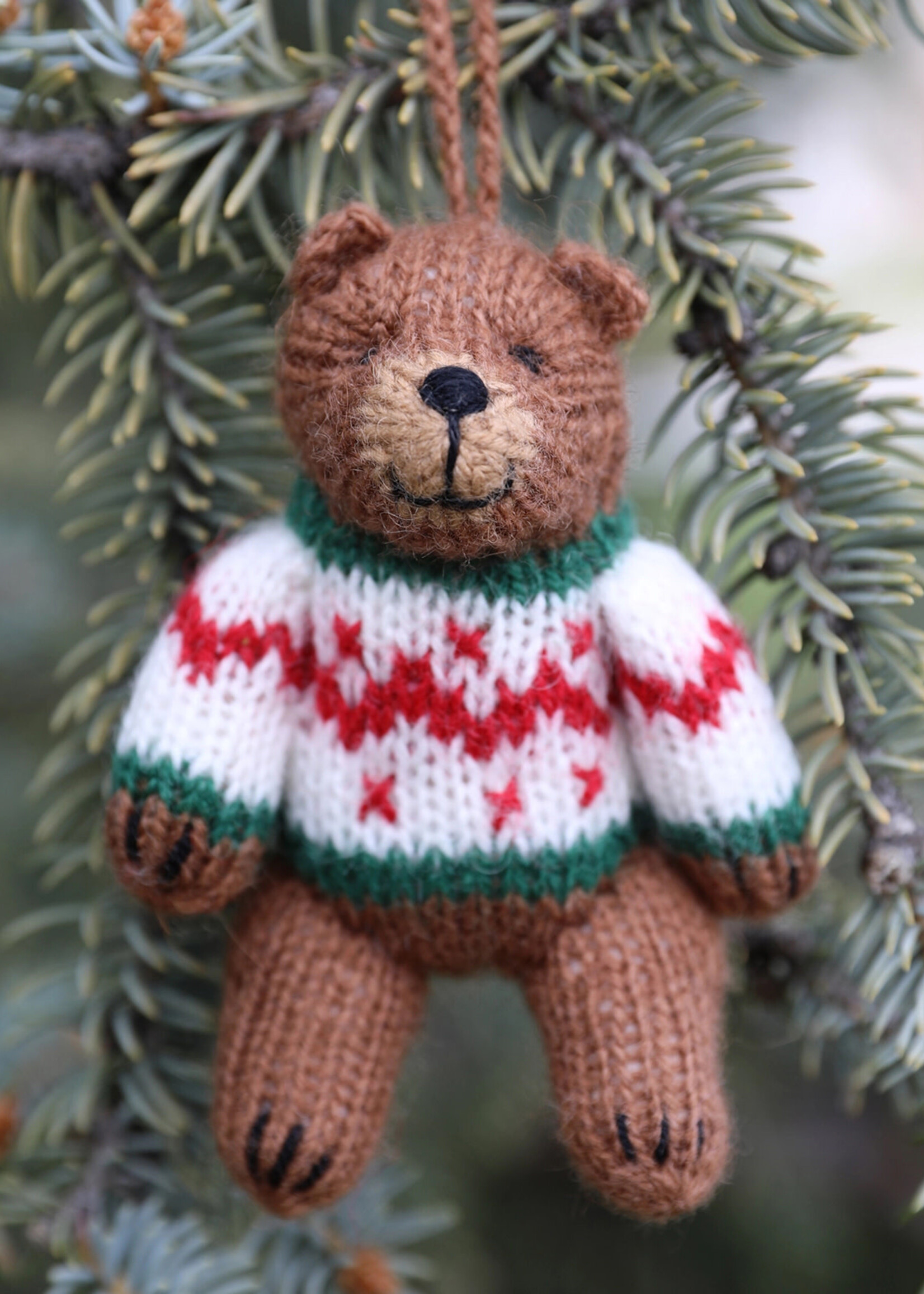 Melange Collection Knit Brown Bear Ornament