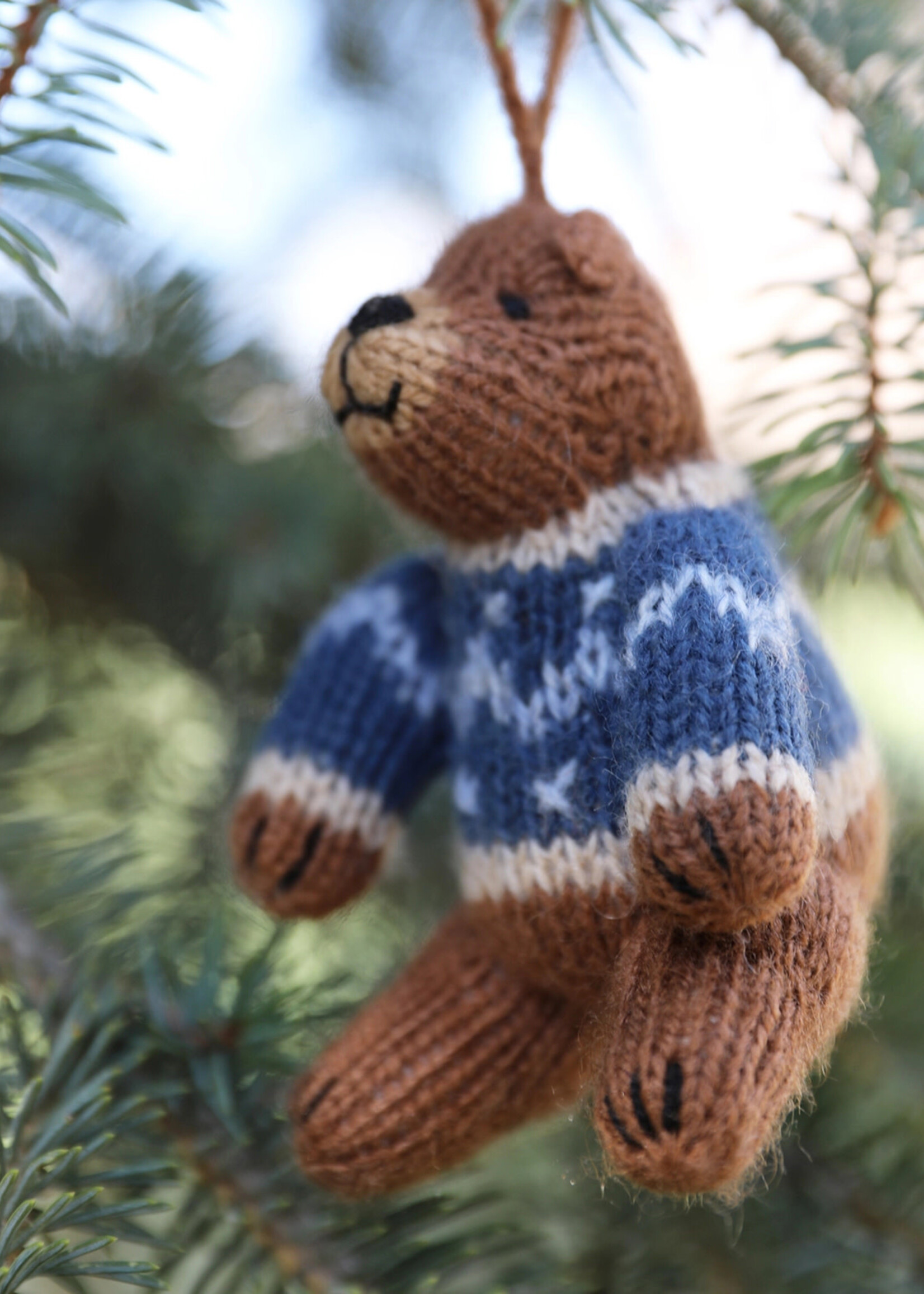 Melange Collection Knit Brown Bear Ornament