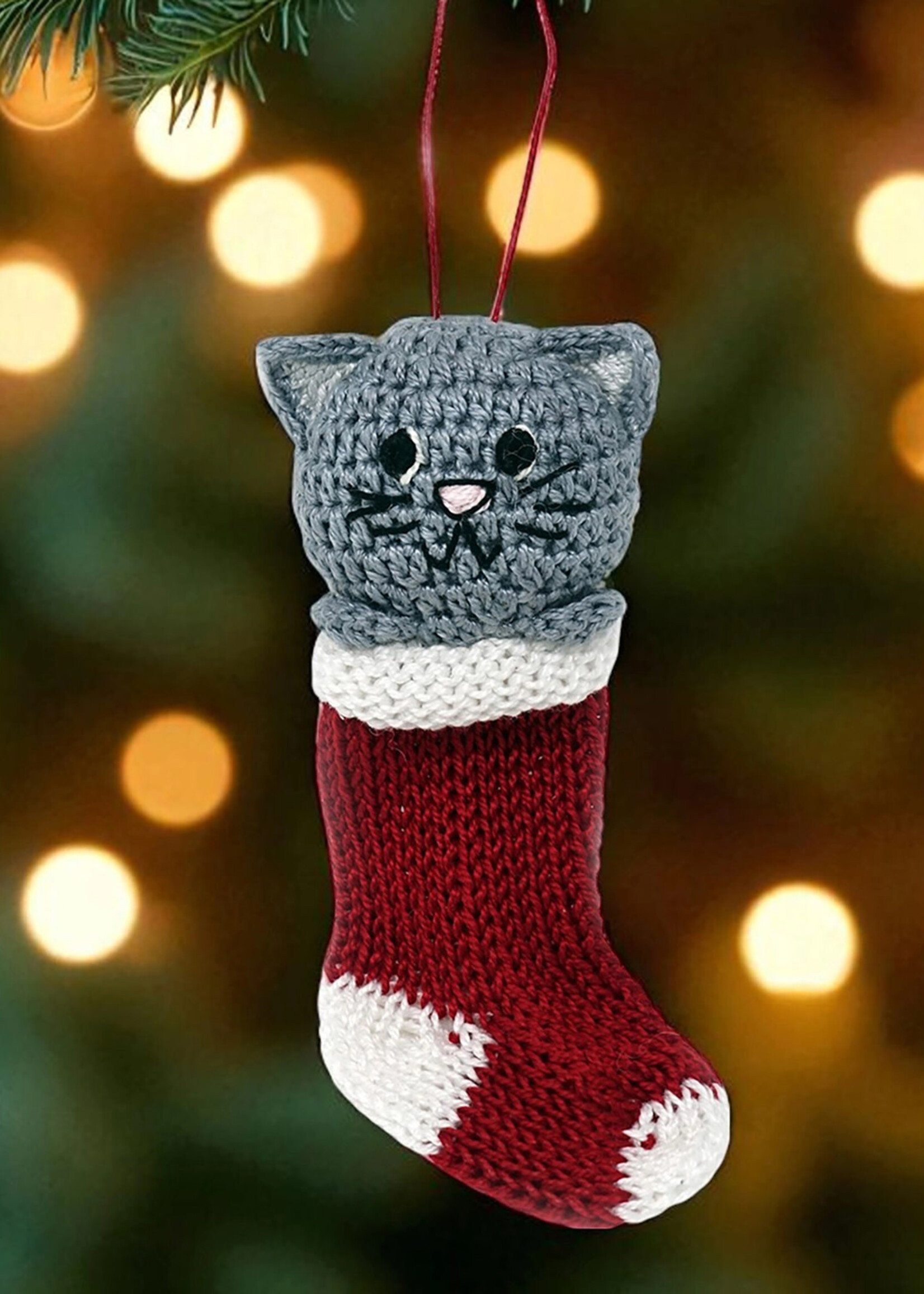 Melange Collection Knit Kitten in Stocking Ornament