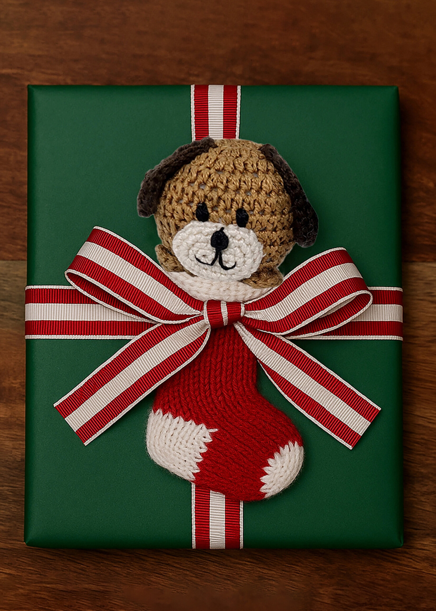 Melange Collection Knit Puppy in Stocking Ornament