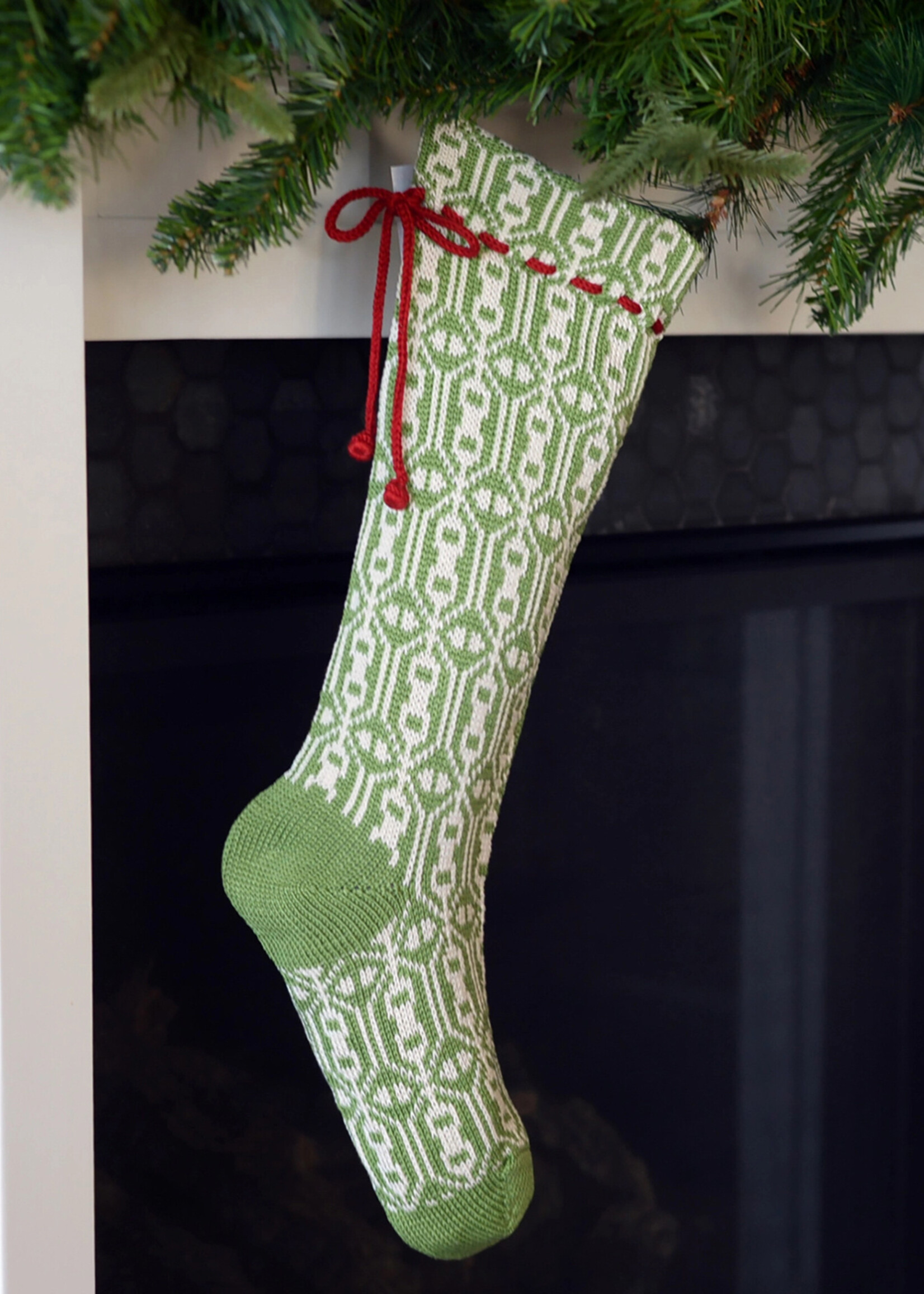 Melange Collection Knit Stocking - Green Pattern