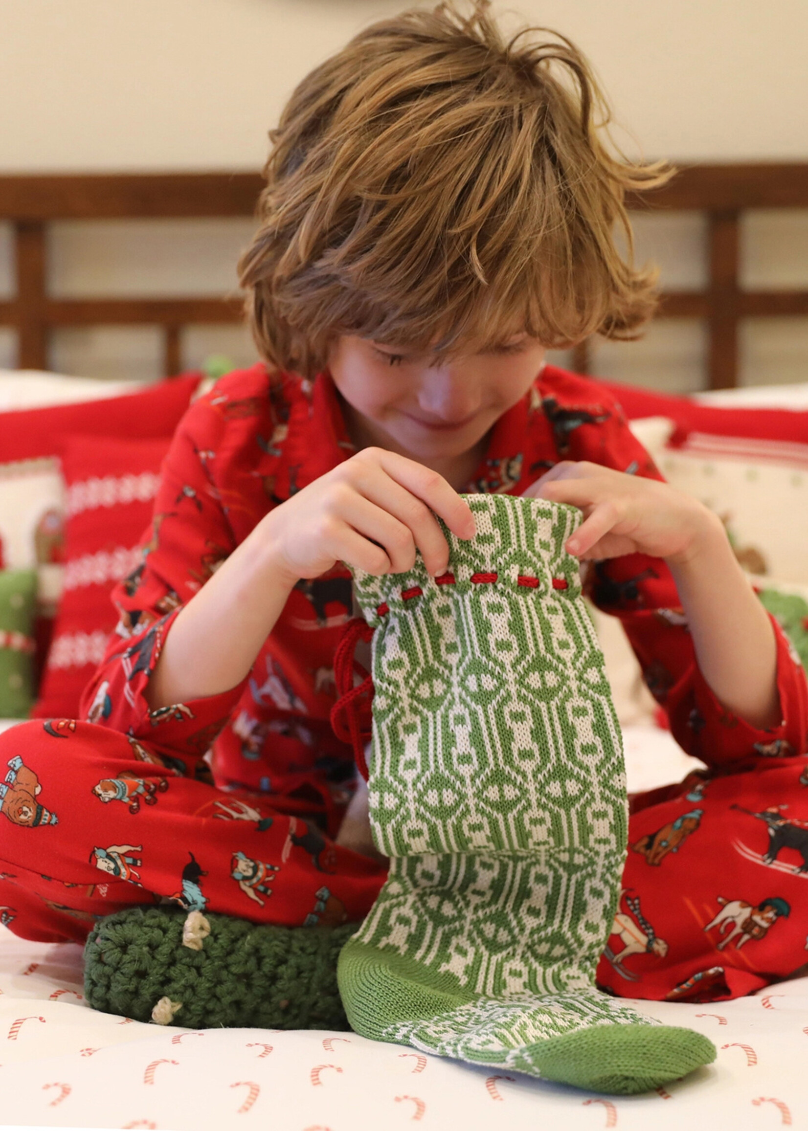 Melange Collection Knit Stocking - Green Pattern