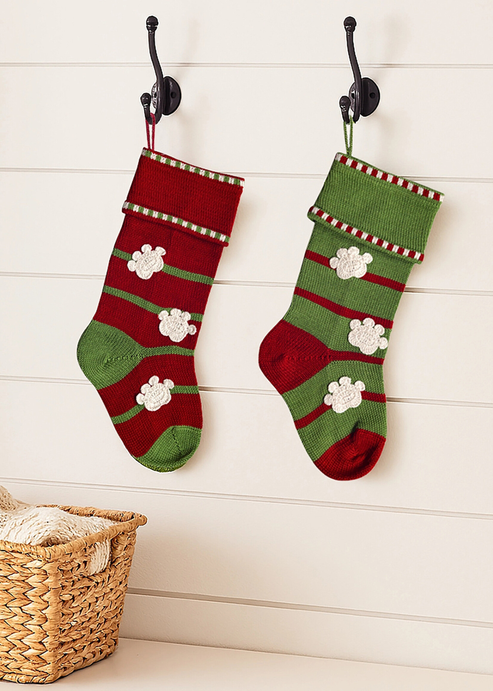 Melange Collection Knit Stocking - Paw Print Red