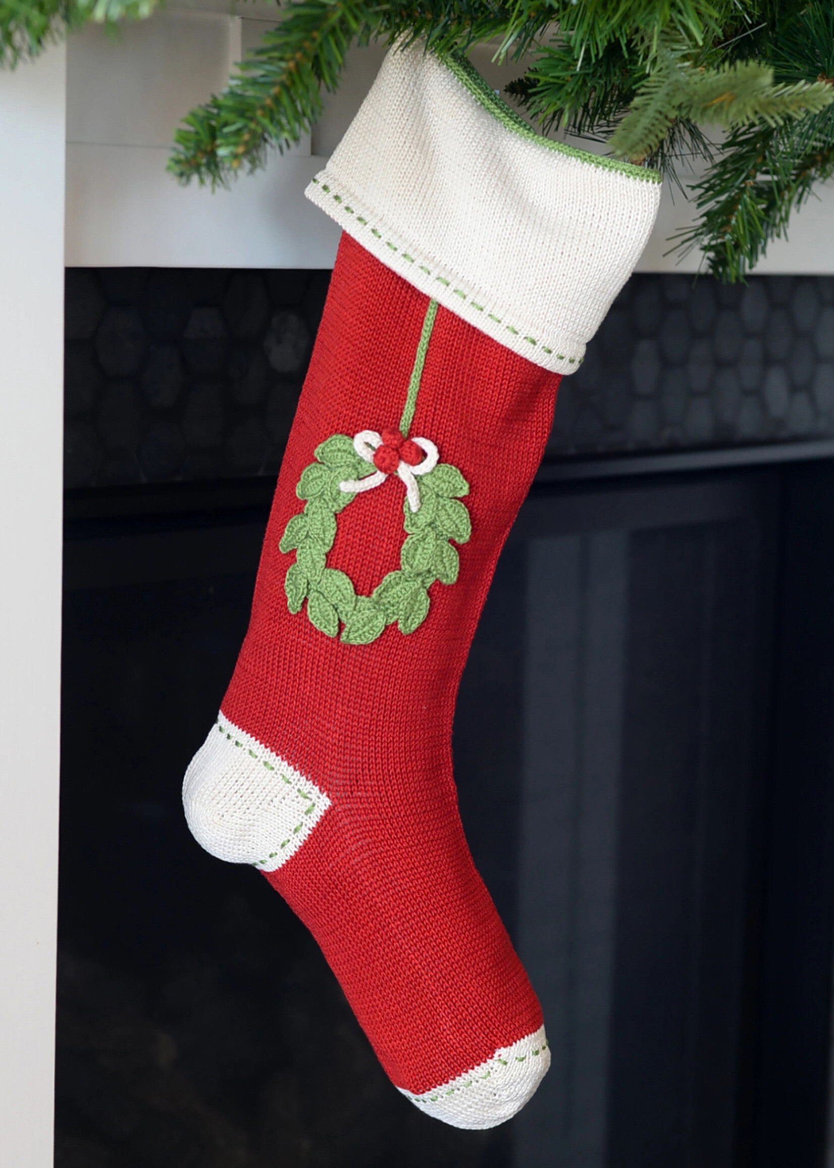 Melange Collection Knit Stocking - Wreath