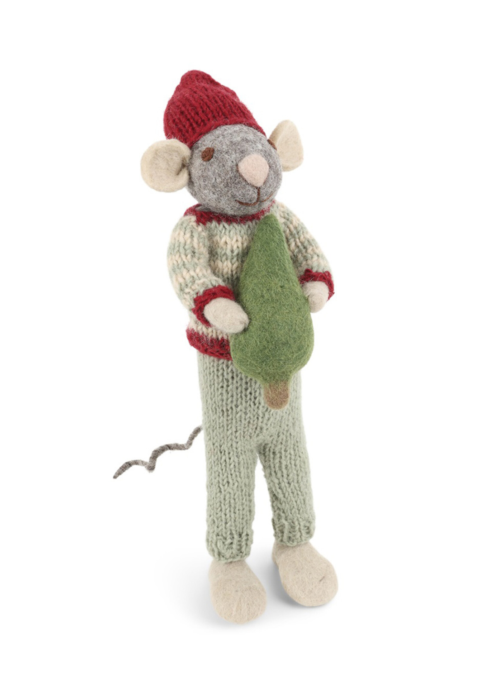 Gry and Sif Large Felt Grey Mouse with Tree