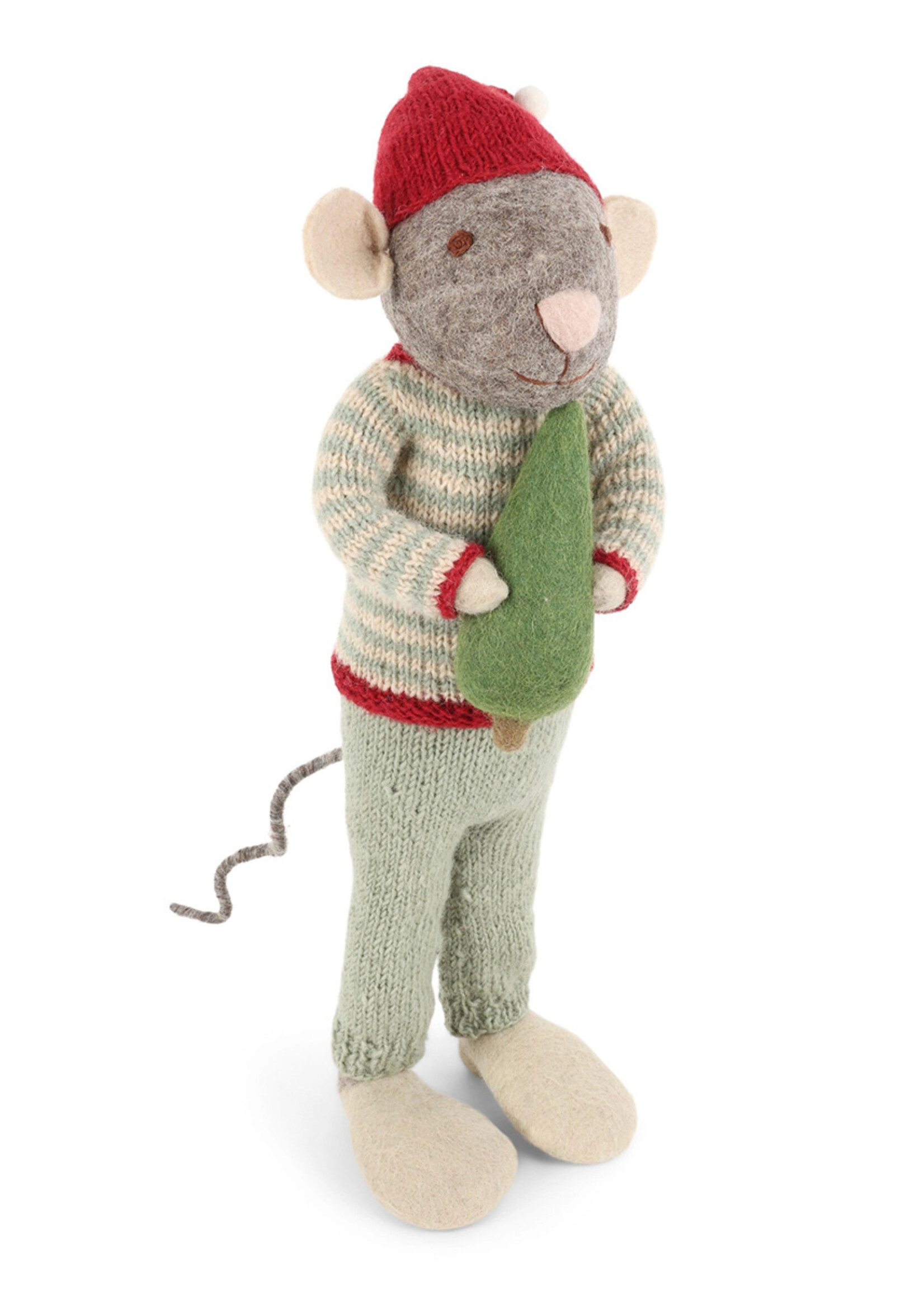 Gry and Sif Extra Large Felt Grey Mouse with Tree
